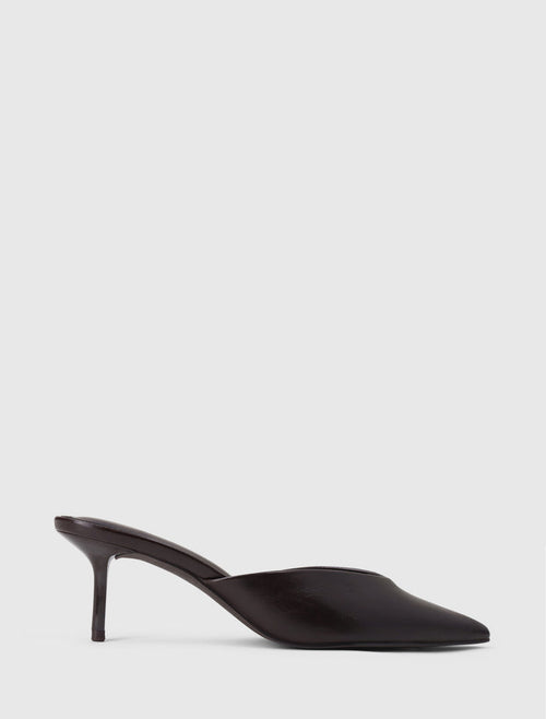 Pamela Pointed Toe Mule Heel Chocolate Brown Forever New