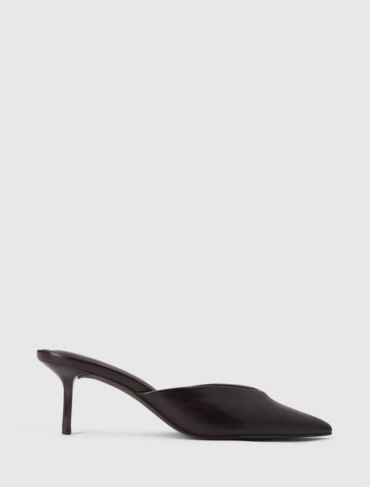 Pamela Pointed Toe Mule Heel Chocolate Brown Forever New
