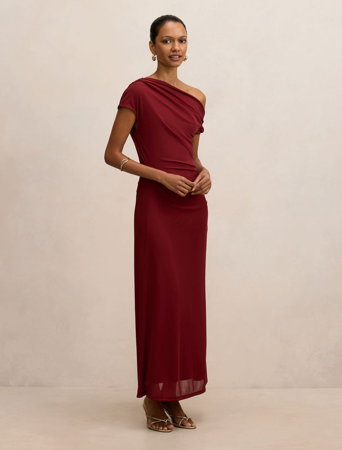 Paris Petite Draped Mesh Midi Dress Forever New