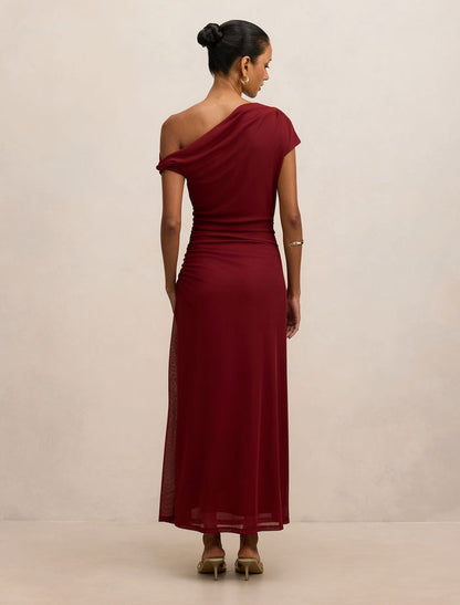 Paris Petite Draped Mesh Midi Dress Forever New
