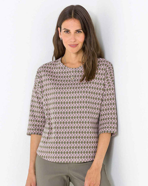 Maisie Patterned Crew Neck Dolman Sleeve Top - The Classic Boutique