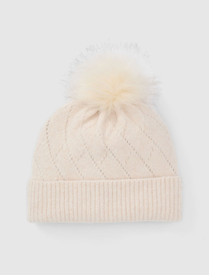 Penelope Pointelle Beanie 0 Cream Forever New