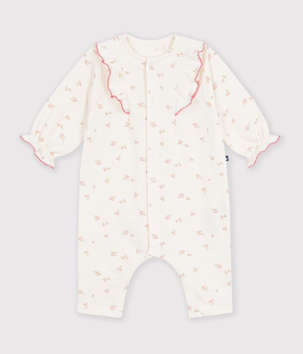 Petit Bateau Ruffle Romper in Cream Floral