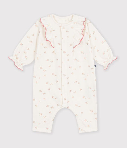 Petit Bateau Ruffle Romper in Cream Floral