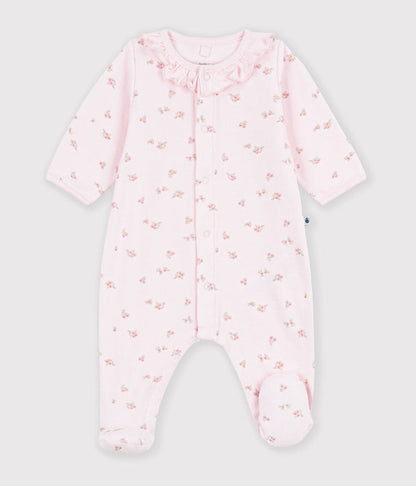 Petit Bateau Snap Footie with Collar in Pink Floral