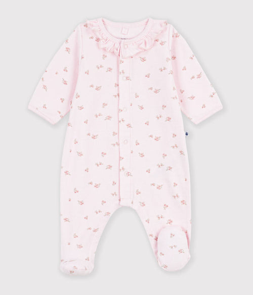 Petit Bateau Snap Footie with Collar in Pink Floral