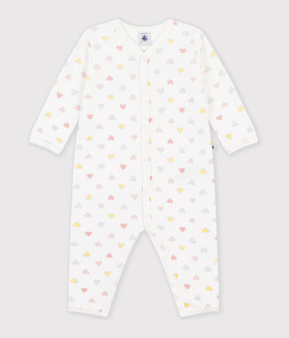 Petit Bateau Velour Romper in Multi Hearts