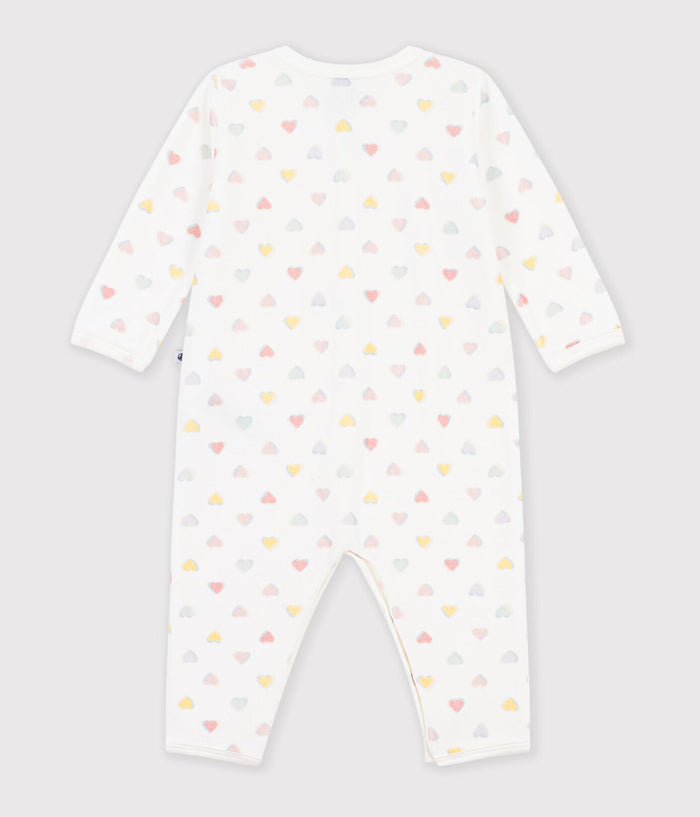 Petit Bateau Velour Romper in Multi Hearts