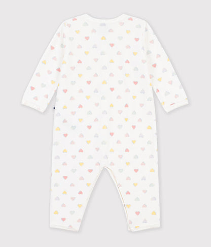 Petit Bateau Velour Romper in Multi Hearts