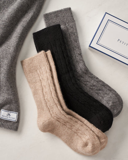 Petite Plume Cashmere Socks in Navy