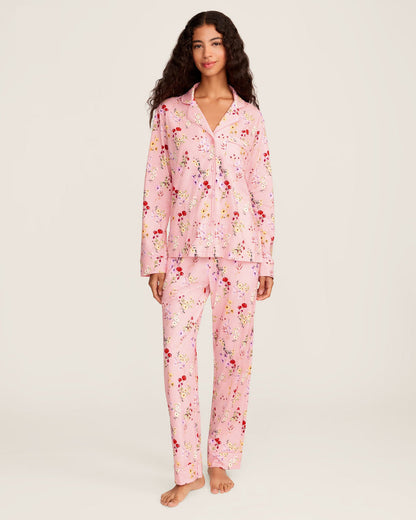Petite Plume Women's Pima Pajama Set in Brilliant Botanical Blush