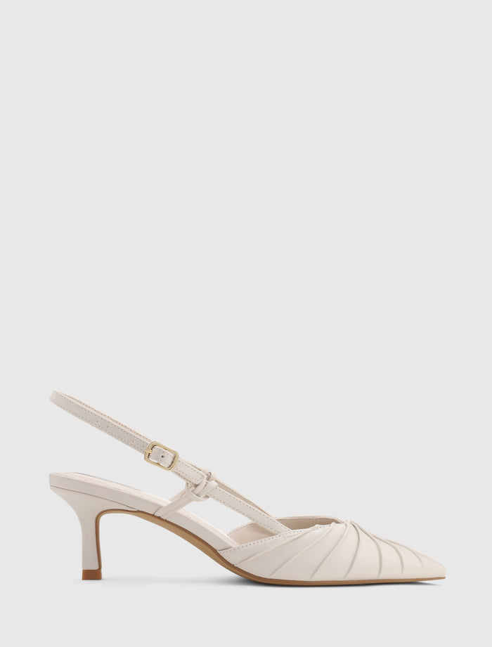 Petra Pleat Detail Heel Court Shoe Nude Forever New