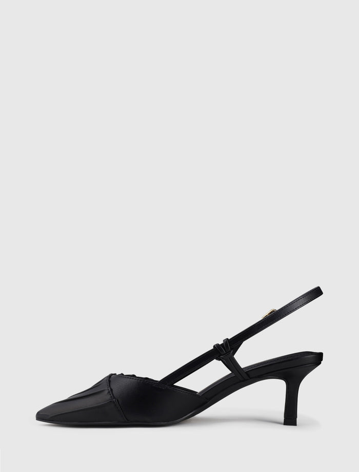 Petra Pleat Detail Heel Court Shoe Forever New