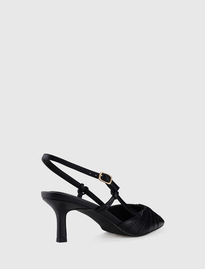 Petra Pleat Detail Heel Court Shoe Forever New