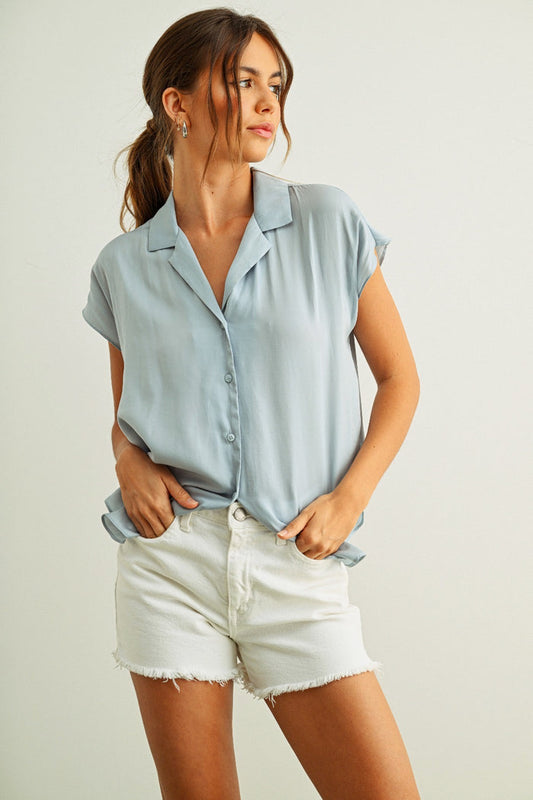 Phoebe Button Down Cap Sleeve Shirts