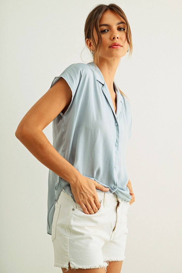 Phoebe Button Down Cap Sleeve Shirts