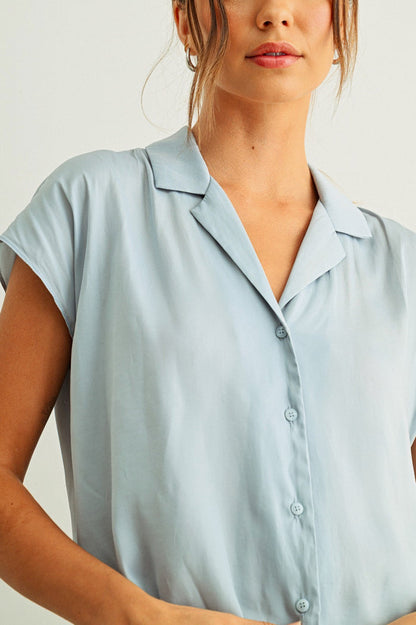 Phoebe Button Down Cap Sleeve Shirts