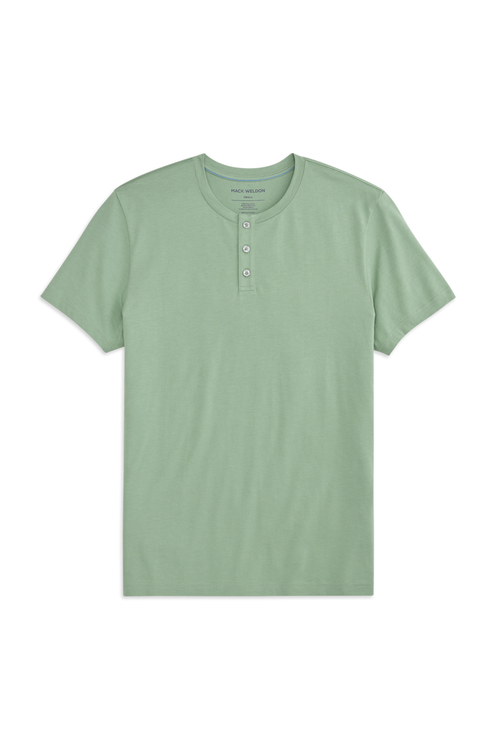 Basil | Front view of Pima Short Sleeve Henley in Basil