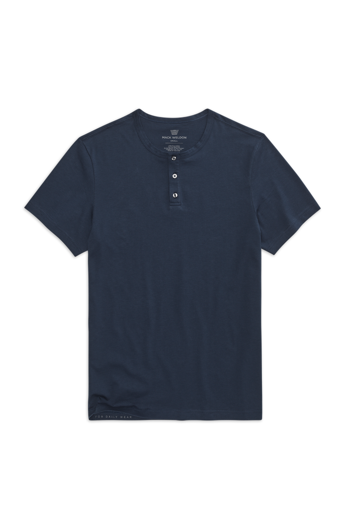 True Navy | Front view of Pima Short Sleeve Henley in True Navy