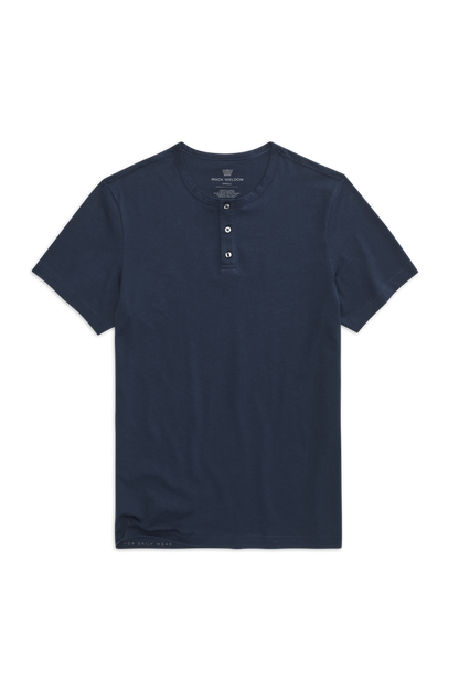True Navy | Front view of Pima Short Sleeve Henley in True Navy
