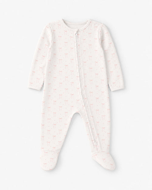Pimalu Zip Footie in Heart Ribbon