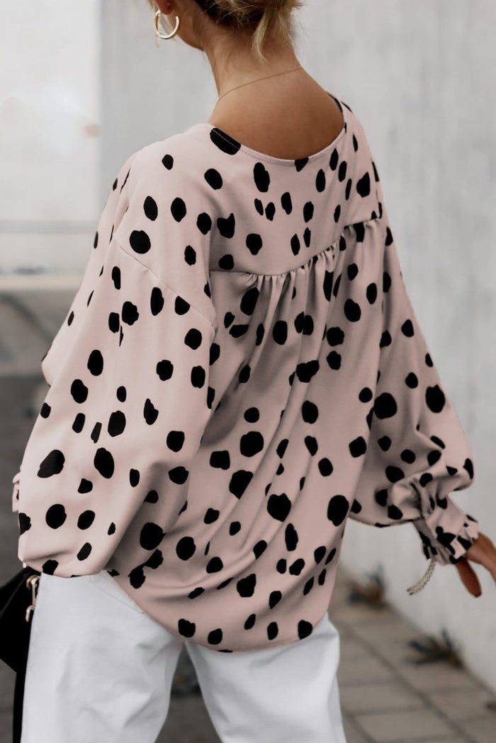 Pink Button Frill Cuffs Oversize Puff Sleeve Blouse - Tops/Blouses & Shirts
