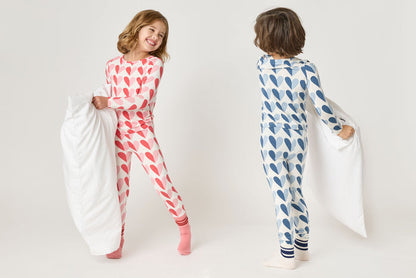 Pink Chicken Bamboo Pajama Set in Pink Half Hearts
