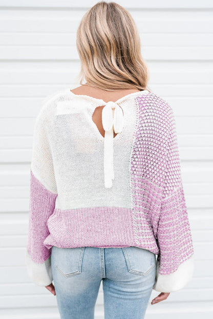 Pink Neutral Colourblock Tie Back Sweater - Sweaters & Cardigans/Sweaters
