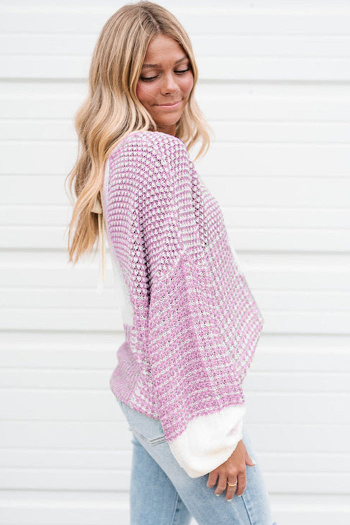Pink Neutral Colourblock Tie Back Sweater - Sweaters & Cardigans/Sweaters