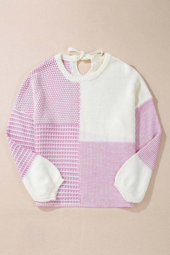 Pink Neutral Colourblock Tie Back Sweater - Sweaters & Cardigans/Sweaters