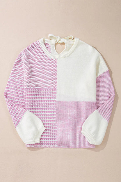 Pink Neutral Colourblock Tie Back Sweater - Sweaters & Cardigans/Sweaters