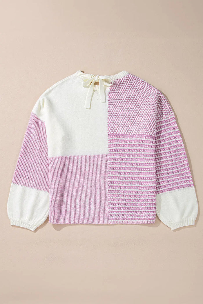 Pink Neutral Colourblock Tie Back Sweater - Sweaters & Cardigans/Sweaters