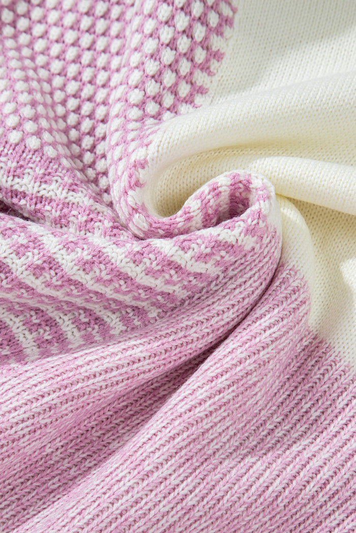 Pink Neutral Colourblock Tie Back Sweater - Sweaters & Cardigans/Sweaters