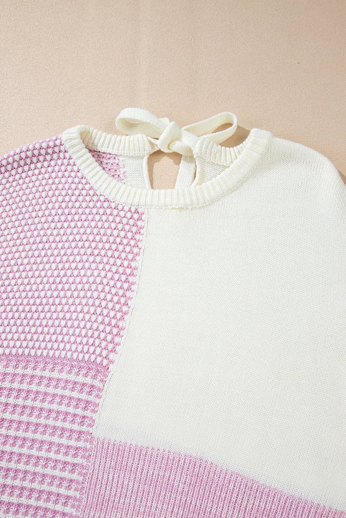 Pink Neutral Colourblock Tie Back Sweater - Sweaters & Cardigans/Sweaters