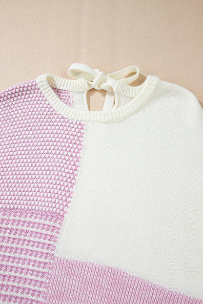 Pink Neutral Colourblock Tie Back Sweater - Sweaters & Cardigans/Sweaters