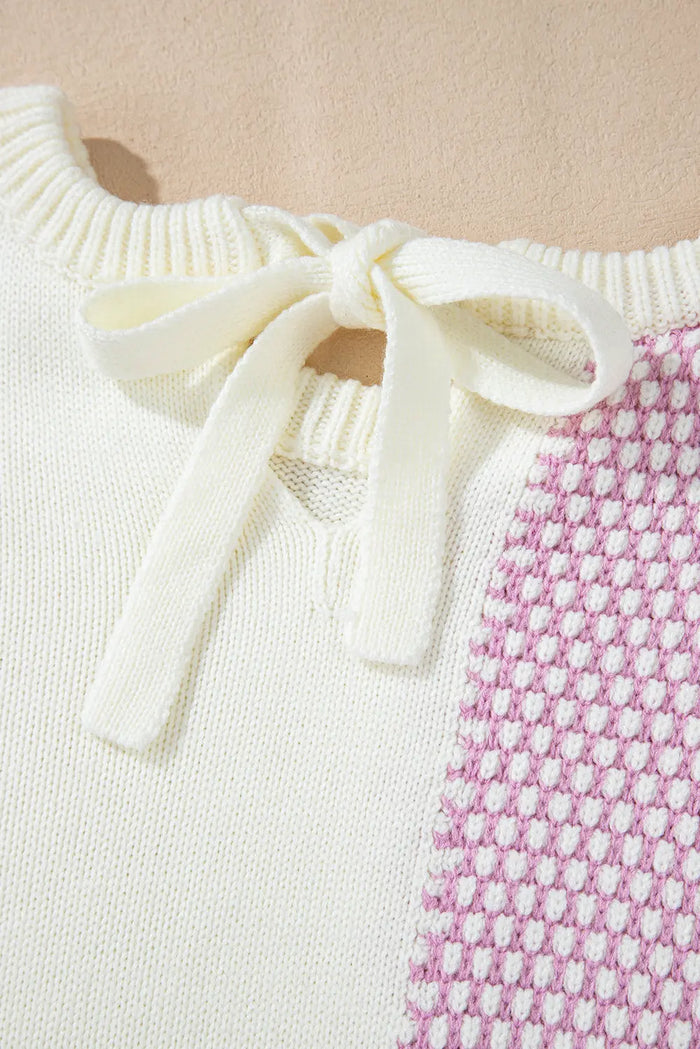 Pink Neutral Colourblock Tie Back Sweater - Sweaters & Cardigans/Sweaters