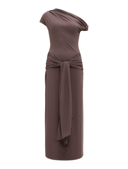 Piper Draped Tie Mesh Midi Dress Forever New
