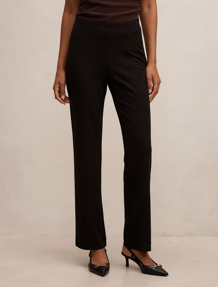 Piper Ponte Straight Leg Pants Black Forever New