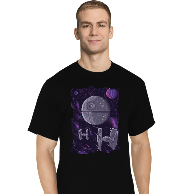 Daily_Deal_Shirts T-Shirts, Tall / Large / Black Pixel Death Star