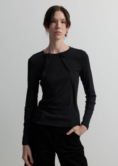 PLEATED LONG-SLEEVE TOP