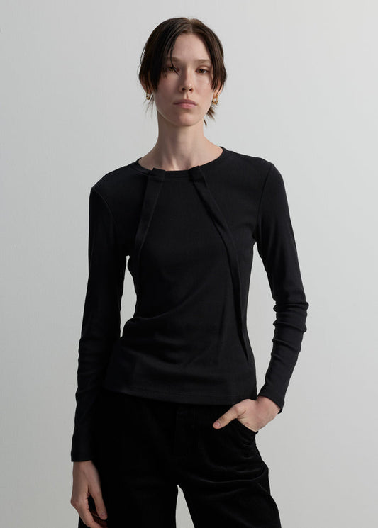 PLEATED LONG-SLEEVE TOP