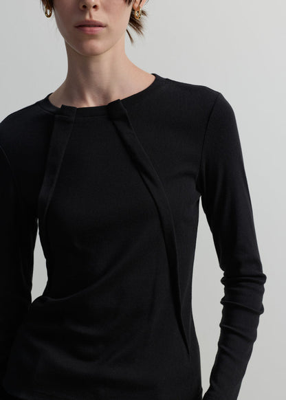 PLEATED LONG-SLEEVE TOP