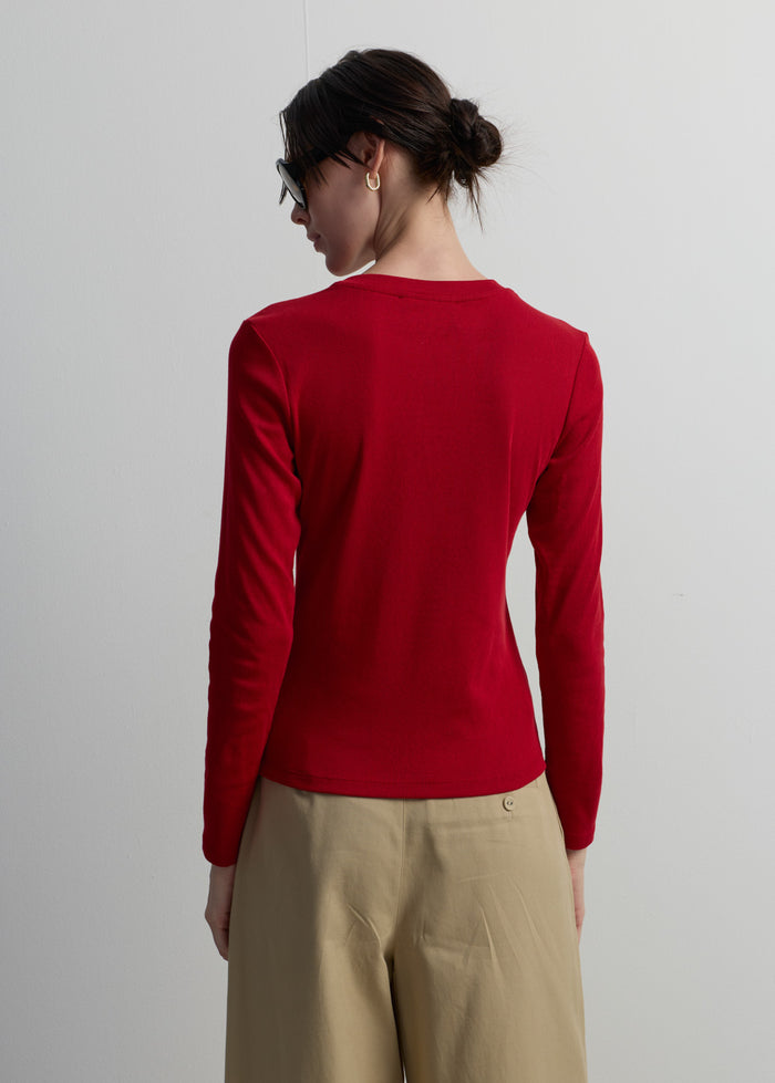 PLEATED LONG-SLEEVE TOP