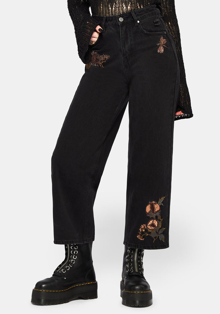 Poison Eden Embroidered Denim Culotte 24" / UK 6