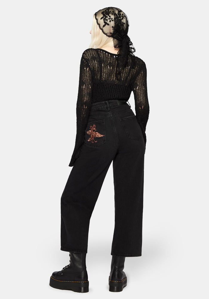 Poison Eden Embroidered Denim Culotte 24" / UK 6