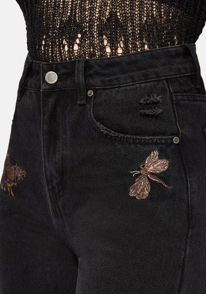 Poison Eden Embroidered Denim Culotte 24" / UK 6