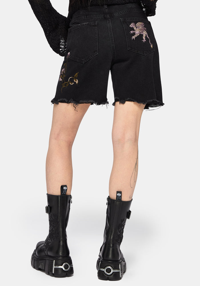 Poison Eden Embroidered Denim Short