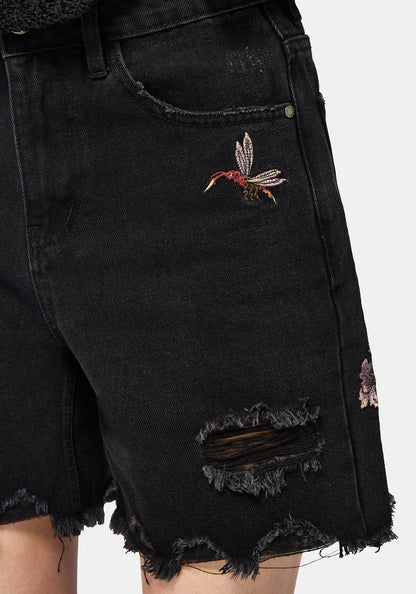 Poison Eden Embroidered Denim Short