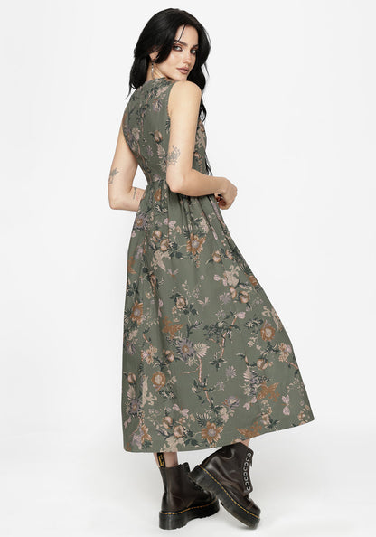 Poison Eden Print Cut Out Midi Dress