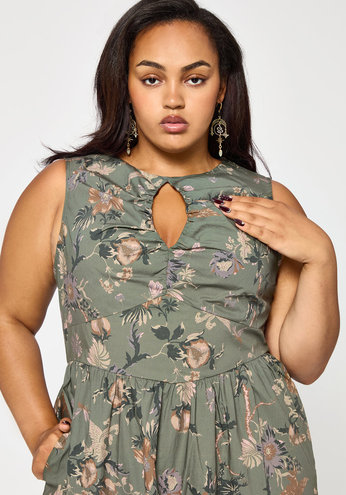 Poison Eden Print Cut Out Midi Dress